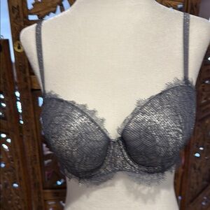 NWT Victoria’s Secret Dream Angels Gray Lace Bra 34C – Shimmer Lace Underwire